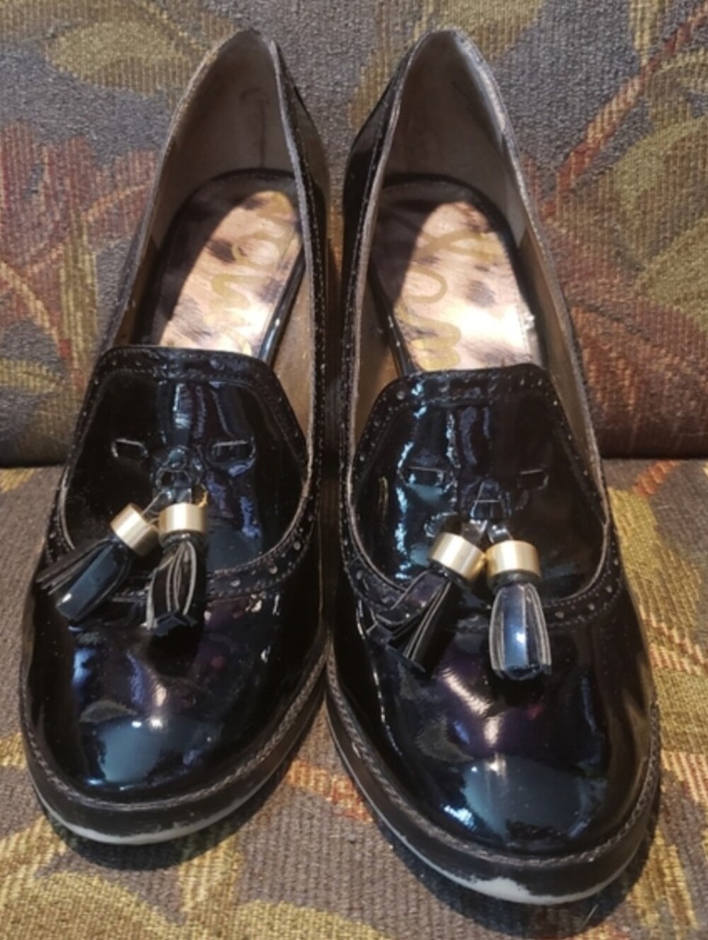 Sam Edelman Black Patent Tassel Loafers for Women